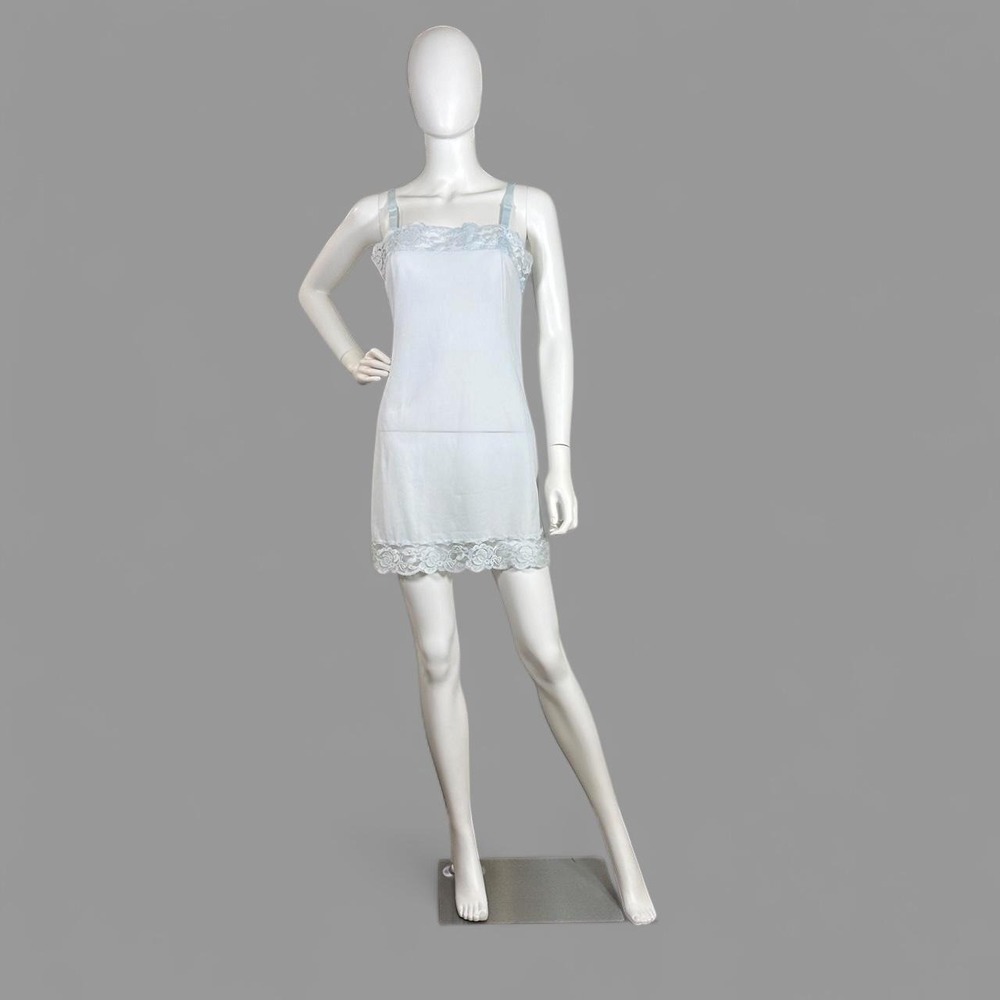 Vintage‎ Philmaid Light Blue Lace Slip Dress Nightgown 1970s USA